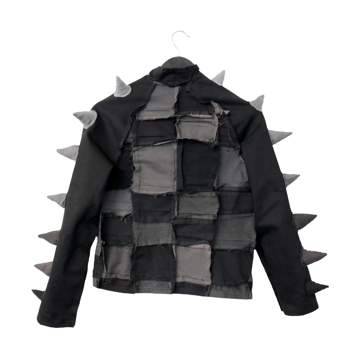 A Box Full Of Sharp Objects Upcycled Denim Jacket with Soft Spikes