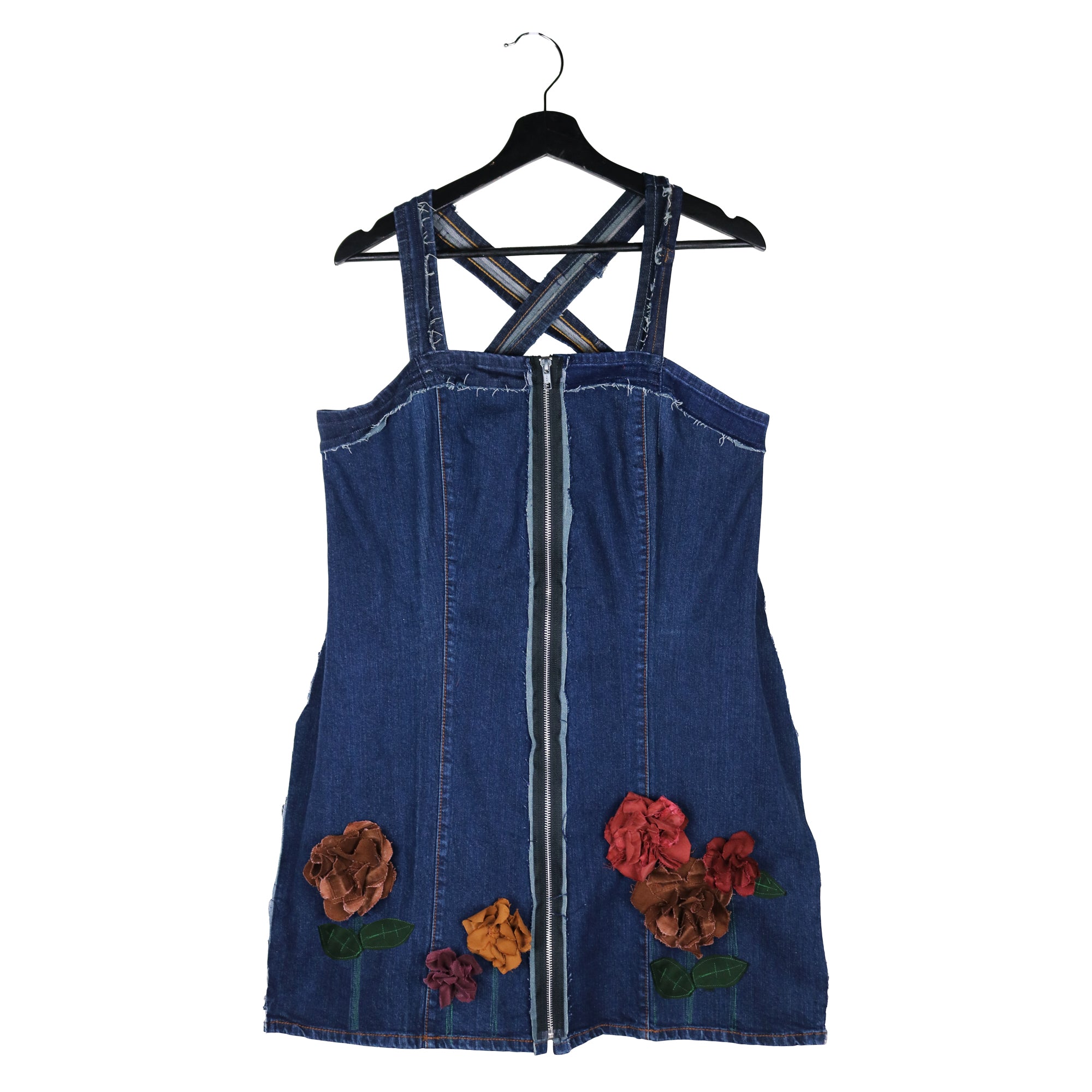 Flowerchild - Upcycled Denim Dress with 3D flowers