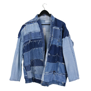 upcycled denim scrap jacket by stevie leigh