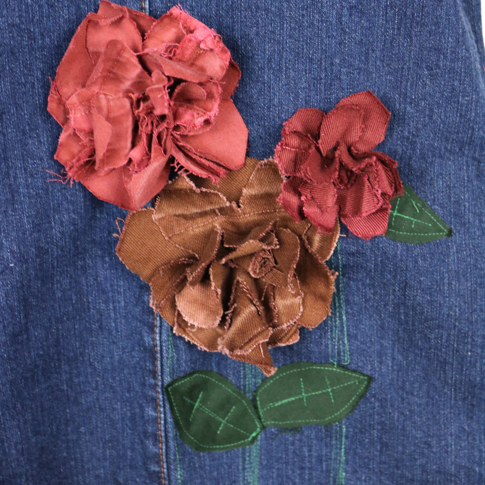 denim dress with roses Floral Print Dress for Tween Girls