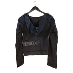 #EmoAF t-shirt hoodie with upcycled denim by remix by stevie leigh