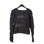 #EmoAF t-shirt hoodie with upcycled denim by remix by stevie leigh