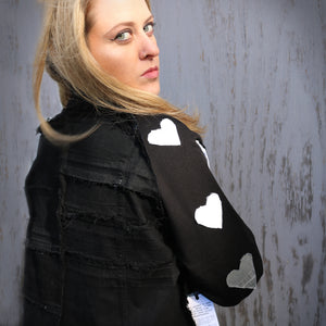 #REMIXbyStevieLeigh  heart genderless upcycled denim jacket