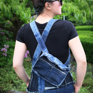 Genderless one-of-a-kind upcycled denim belt bag