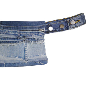 #REMIXbyStevieLeigh reversible upcycled denim belt bag