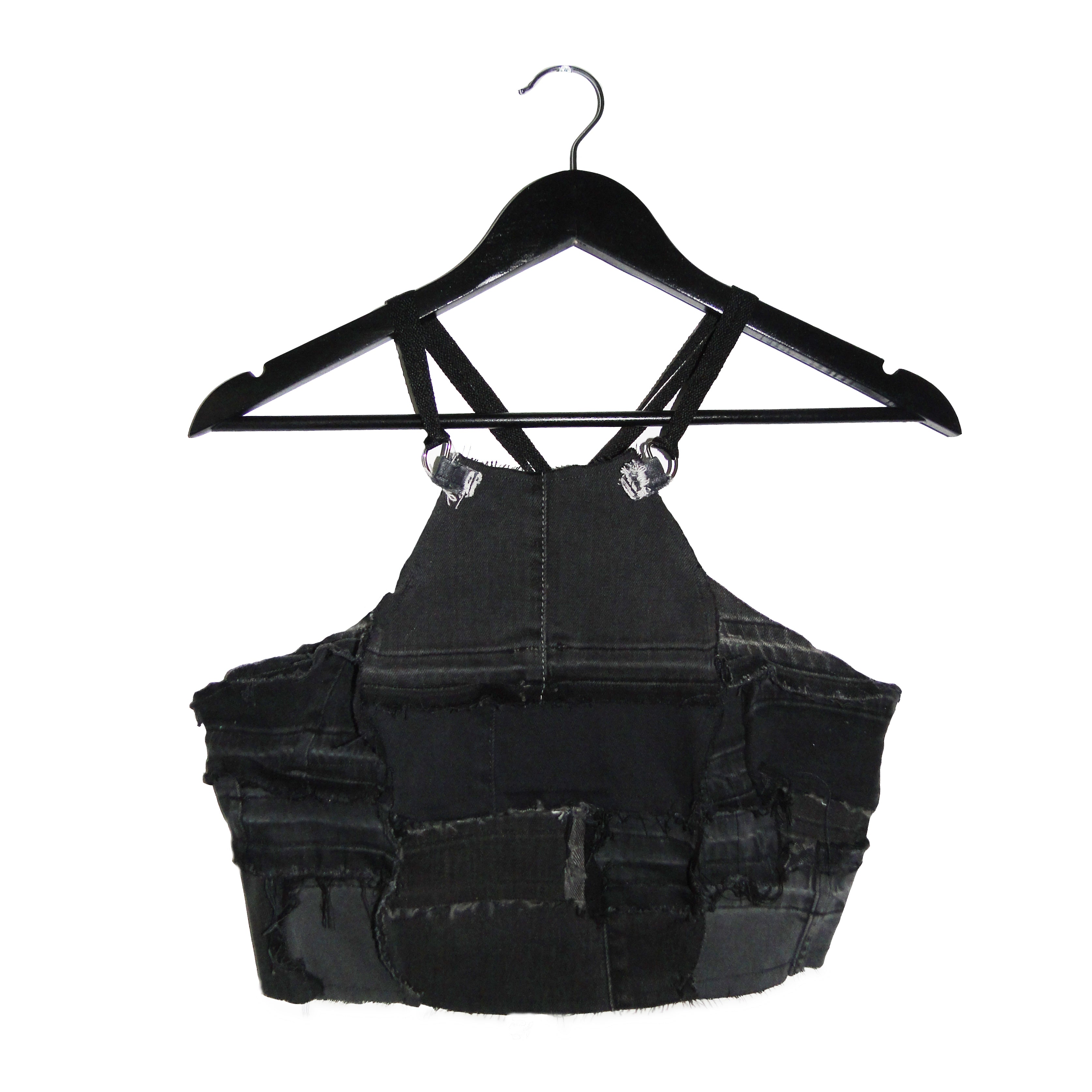 #REMIXbyStevieLeigh reversible upcycled denim halter top