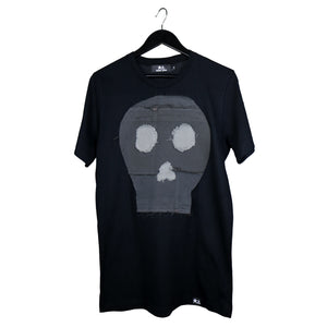 remix by stevie leigh upcycled denim skull t-shirt