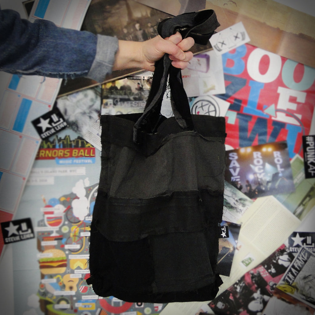 reversible upcycled denim tote bag