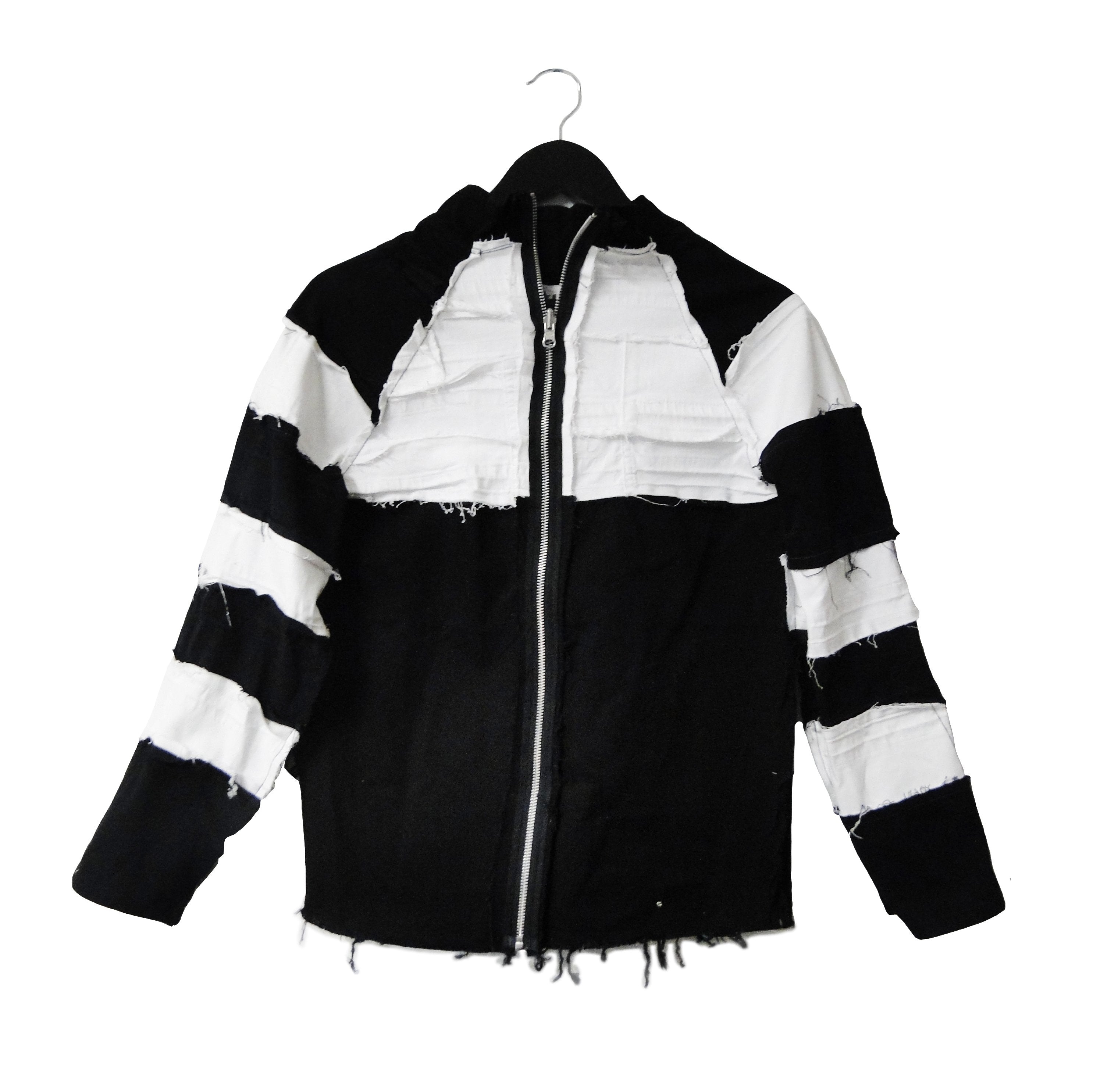 #REMIXbyStevieLeigh black and white upcycled denim jacket