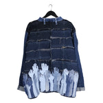 remix by stevie leigh upcycled denim jacket with hands