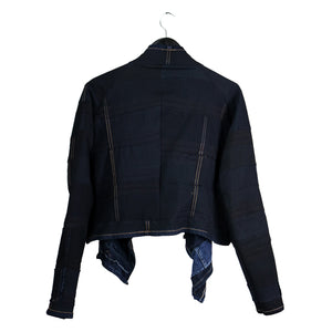 Reversible drape front stretchy denim jacket by stevie leigh