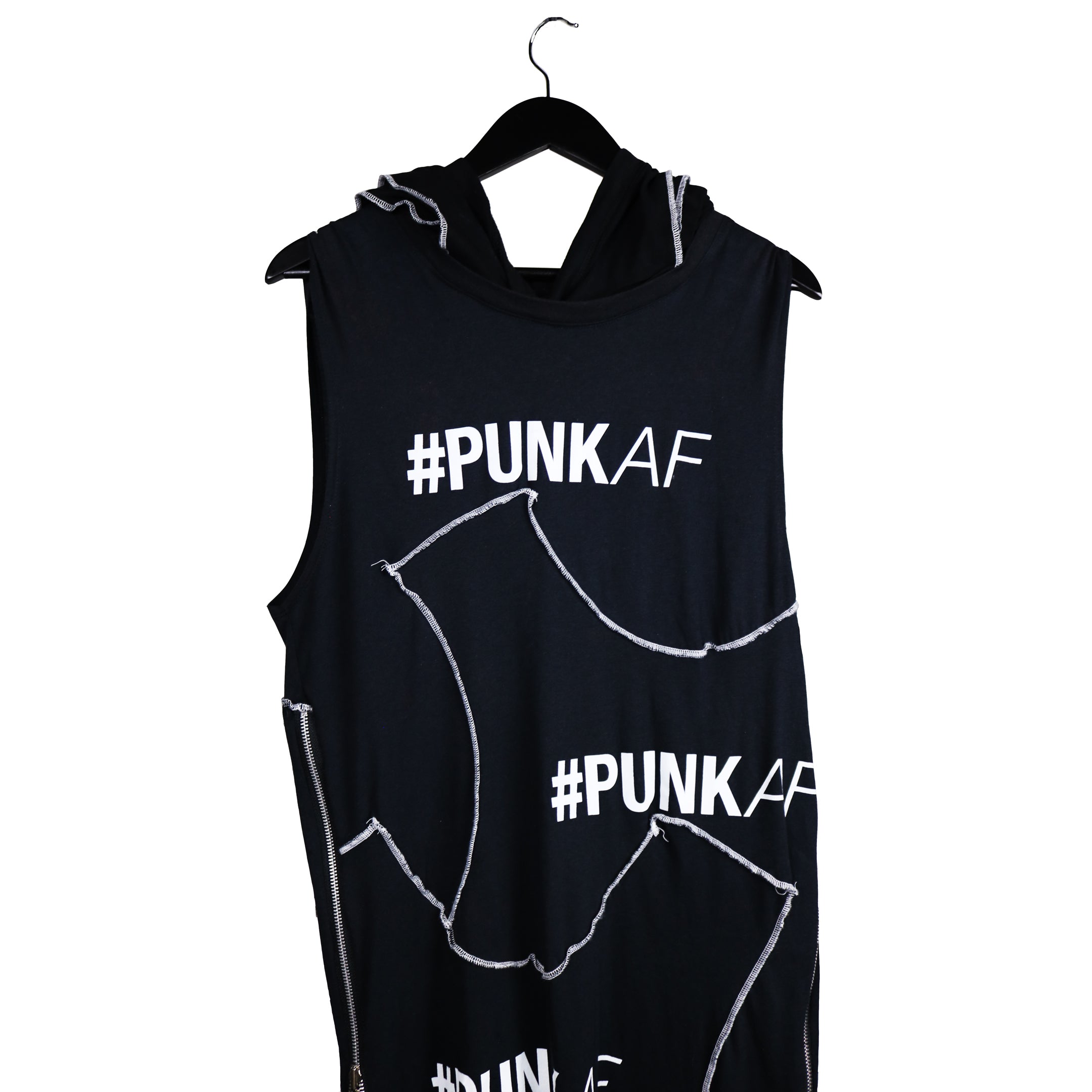 upcycled t-shirt tunic dress with hood #PunkAF