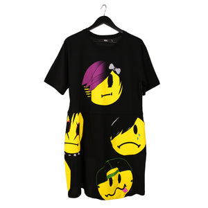 Alt-emoji emo kid t-shirt dress tunic upcycled