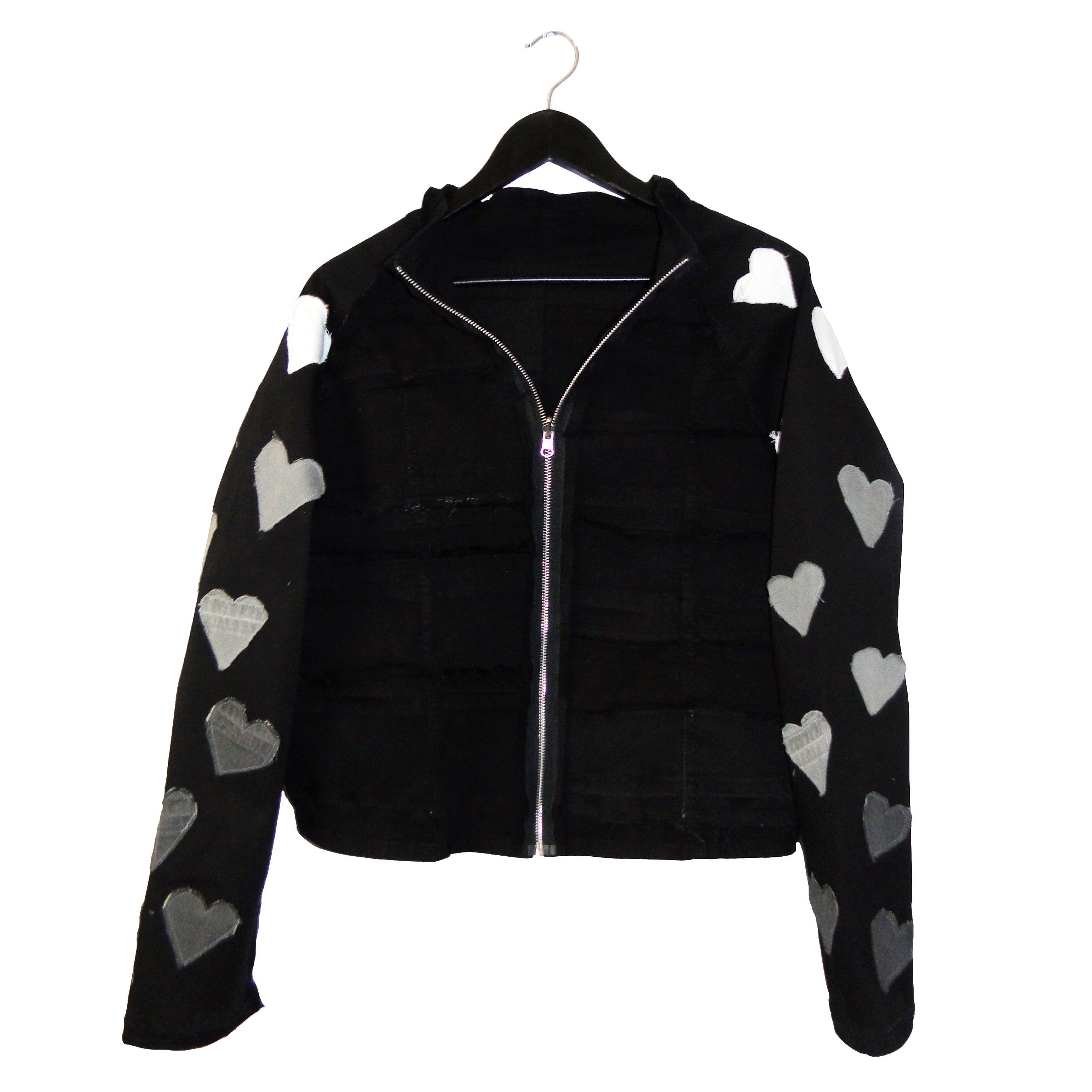 #REMIXbyStevieLeigh heart patch sleeve upcycled denim jacket