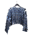 open weave cropped upcycled denim jacket 