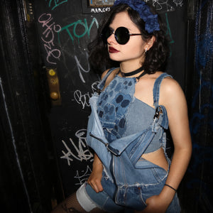 The Ghost Of You - Upcycled Denim Halter Crop Top