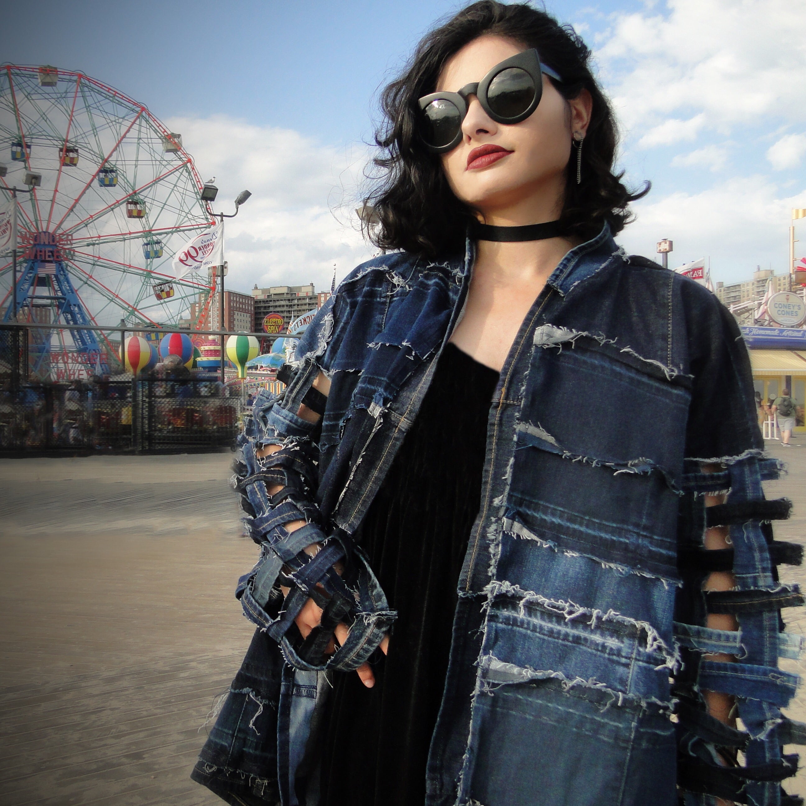 In the Middle Of It All - Upcycled denim jacket