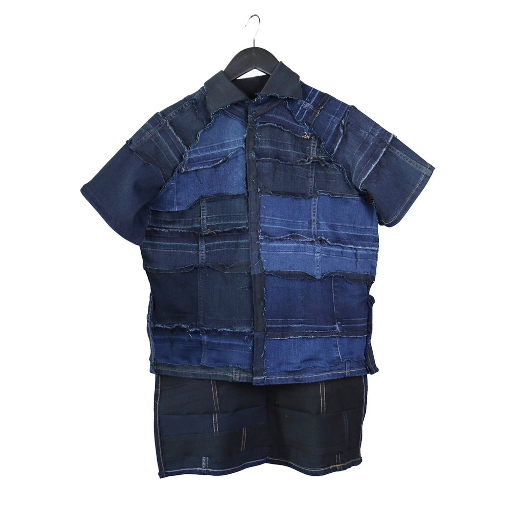 Papercut Skin - Reversible, zero waste denim button down shirt