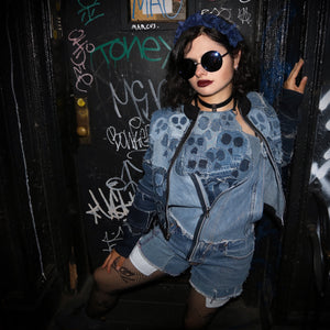 The Ghost Of You - Upcycled Denim Halter Crop Top