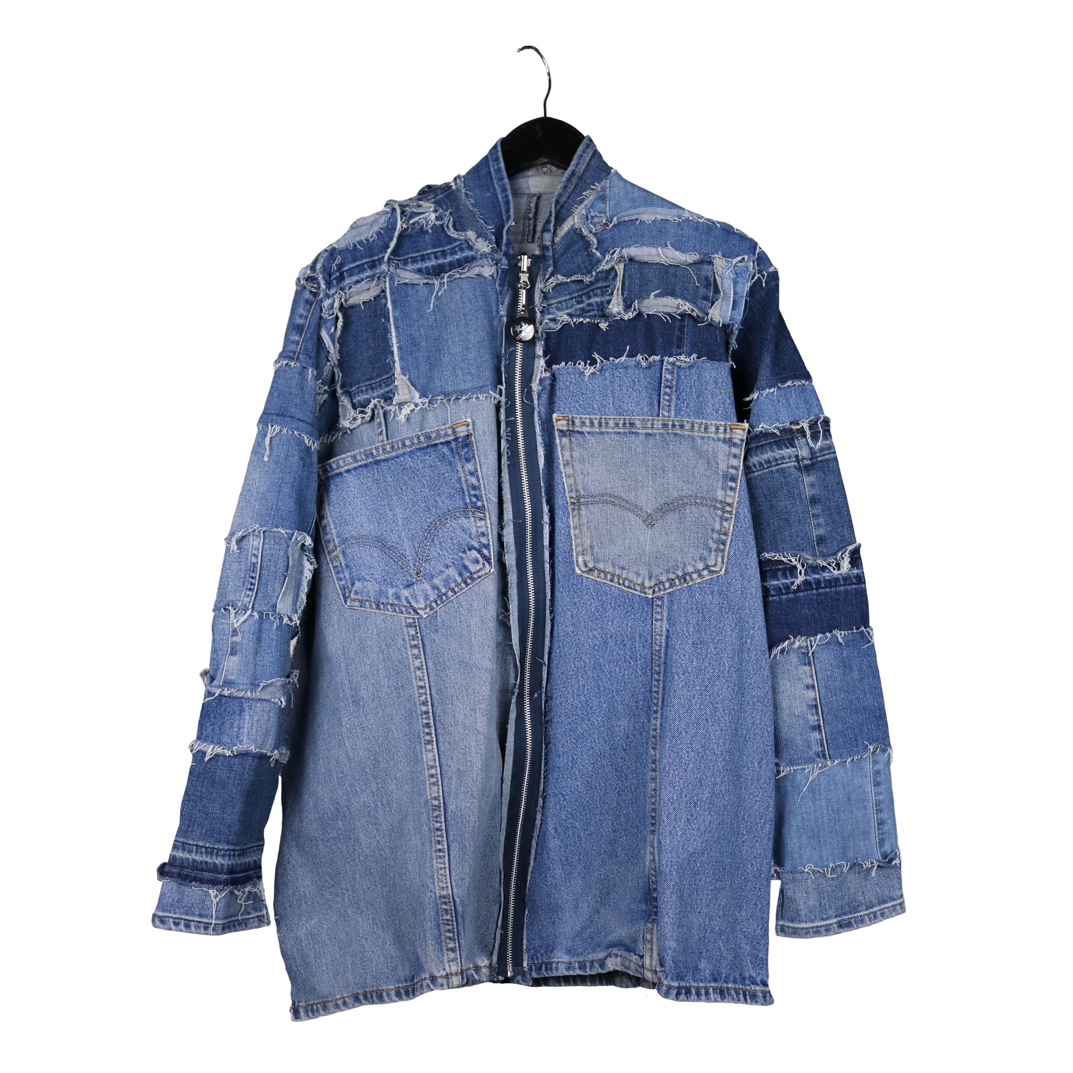 Upcycled Denim Jacket With Patches / Reworked Vintage Oversize -  Israel