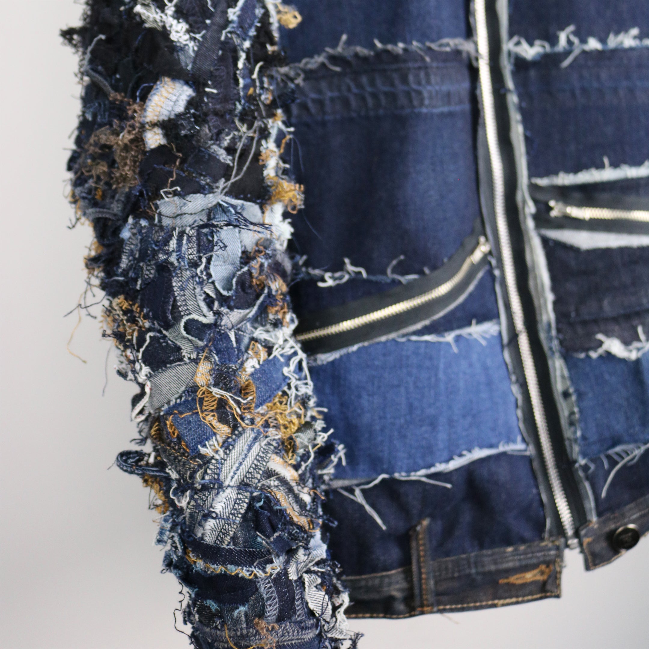 zero waste upcycled denim jacket by remix by stevie leigh sleeve detail