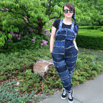 genderless upcycled denim overalls dungarees