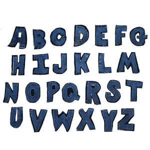 Alphabet upcycled denim patches