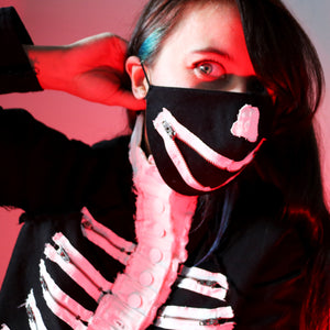 #REMIXbyStevieLeigh upcycled denim skeleton face mask