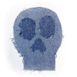 upcycled denim skull iron on patch