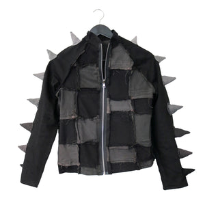 #REMIXbyStevieLeigh genderless upcycled denim jacket with soft spikes