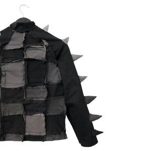 #REMIXbyStevieLeigh genderless upcycled denim jacket with soft spikes