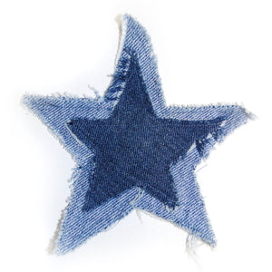 upcycled denim star iron on patch
