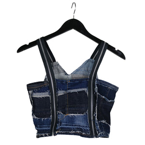 #REMIXbyStevieLeigh reversible upcycled denim crop top with zippers